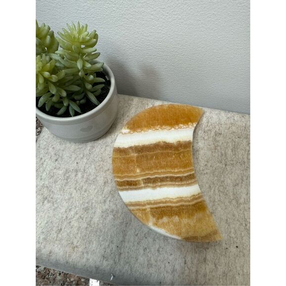 Artisan Other - Banded Orange Calcite Moon